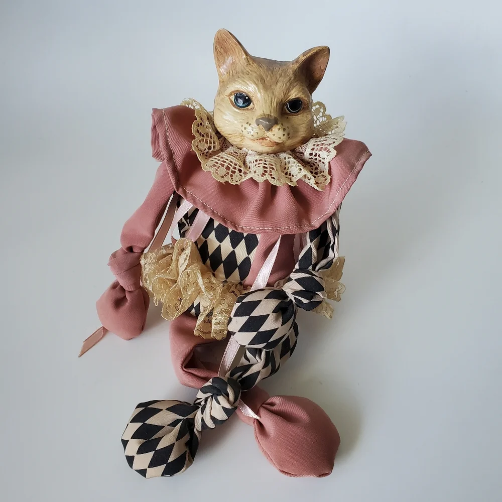 Vintage Katherine's Collection Wayne Kleski Cat Porcelain Face Doll Clow…